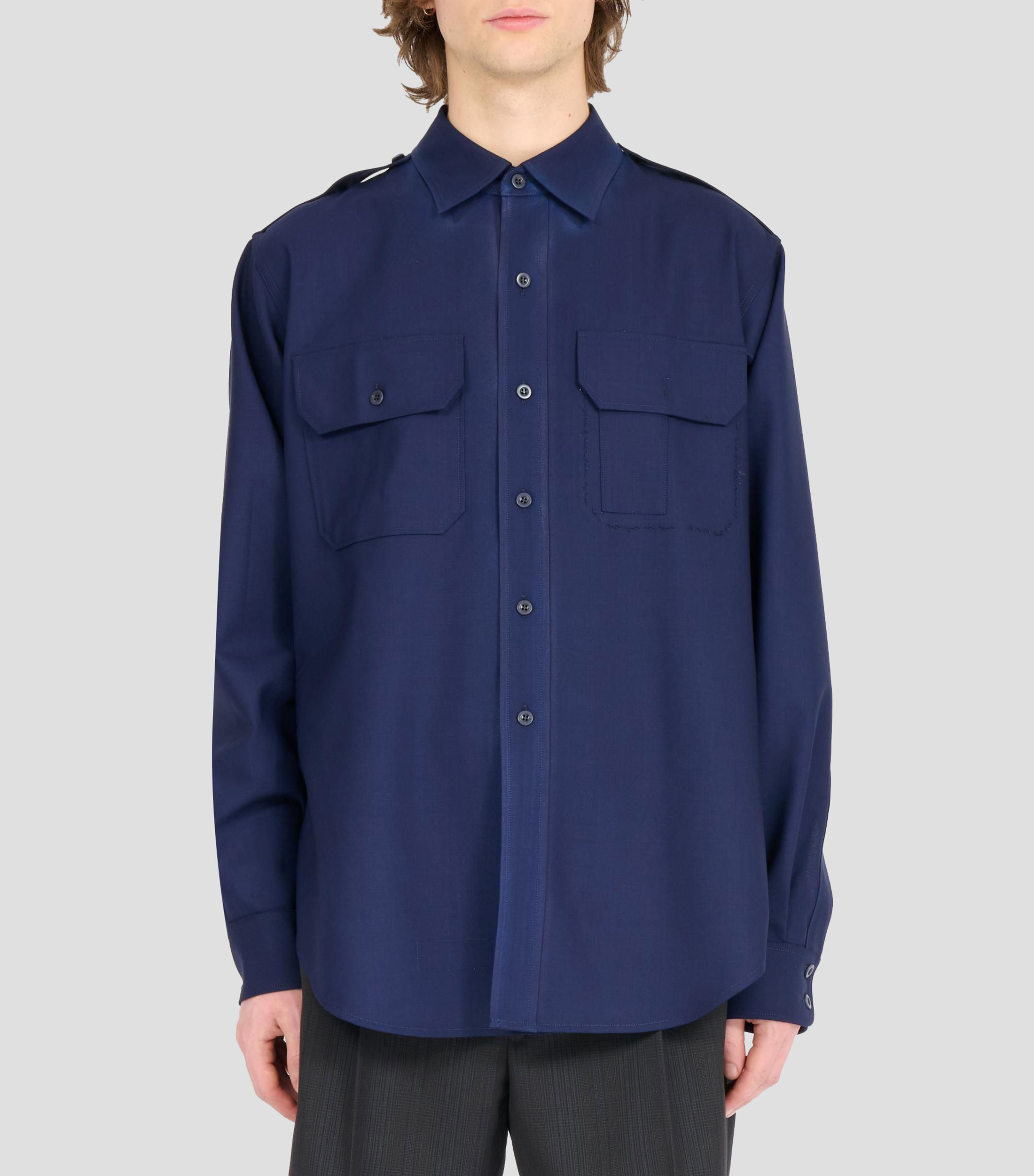 Camisa lisa con manga larga Hombre